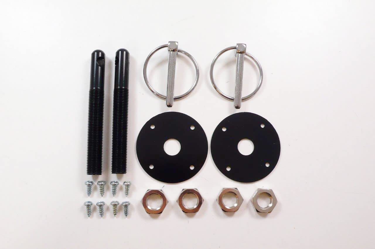 Motornets Aluminum Universal Hood Pin Set Kit Chrome Hardware Flip Over Chevy Ford Mopar Gm Hot Rod Street Rod Drag Racing Race