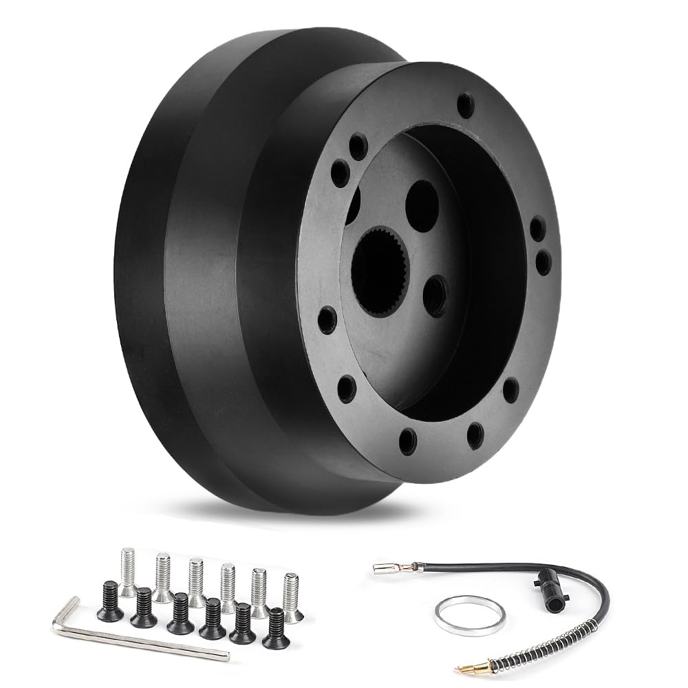 CNSPEED 5 & 6 Hole Steering Wheel Hub Adapter for GMC Chevy Pontiac Cadillac Truck Pickup (Black)