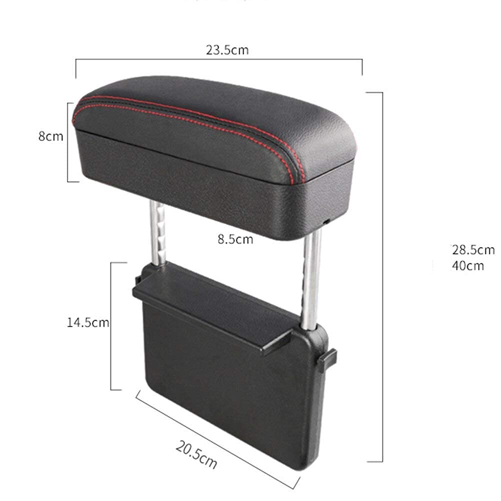 Jeyoda Car Armrest Box Adjustable Pad Refit Car Central Lift Armres Storage Organizer Box Arm Rest (Black Red Line)