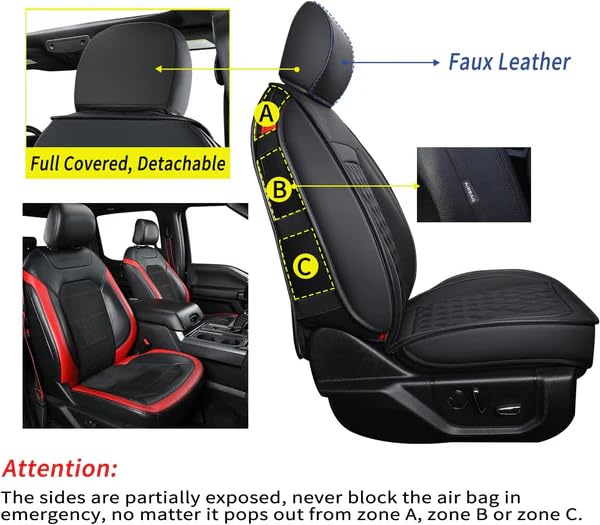Luckyman Club F150 Faux Leather Seat Covers Fit For 2015-2024 2025 F150 Supercrew And 2017-2024 2025 F250 F350 F450 Super Duty C