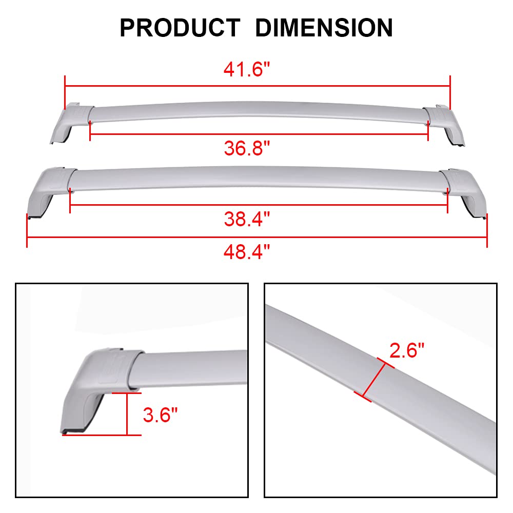 Snailfly Silver Cross Bars Roof Racks Fit For 2020-2025 Toyota Highlander Xle Xse Limited Platinum (Models With Side Rails)