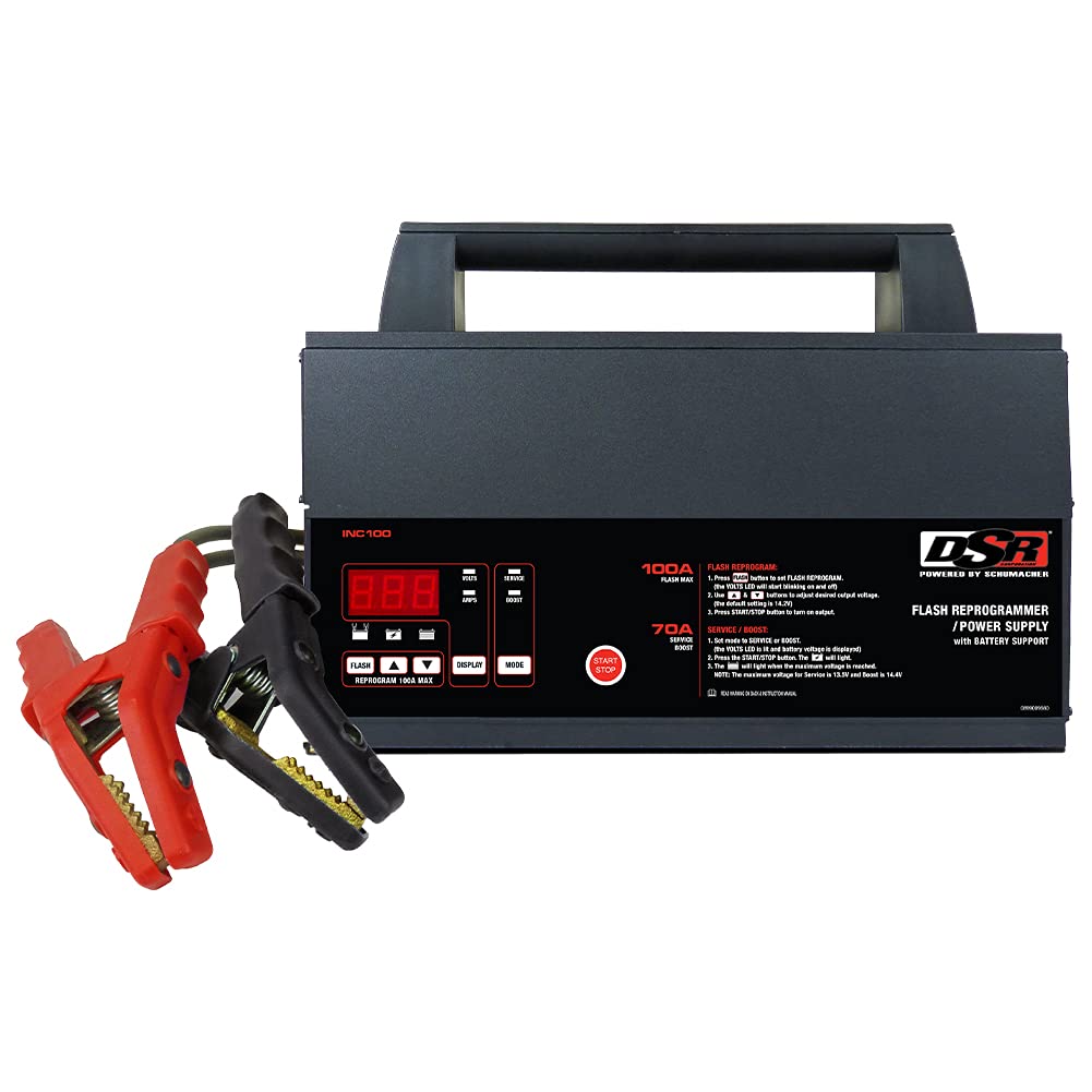 Schumacher Electric Dsr Proseries Inc100 Fully Automatic Battery Charger And Flash Reprogramming Power Supply With Service Mode, 100 Amps, 12 Volts, Black, 1 Unit