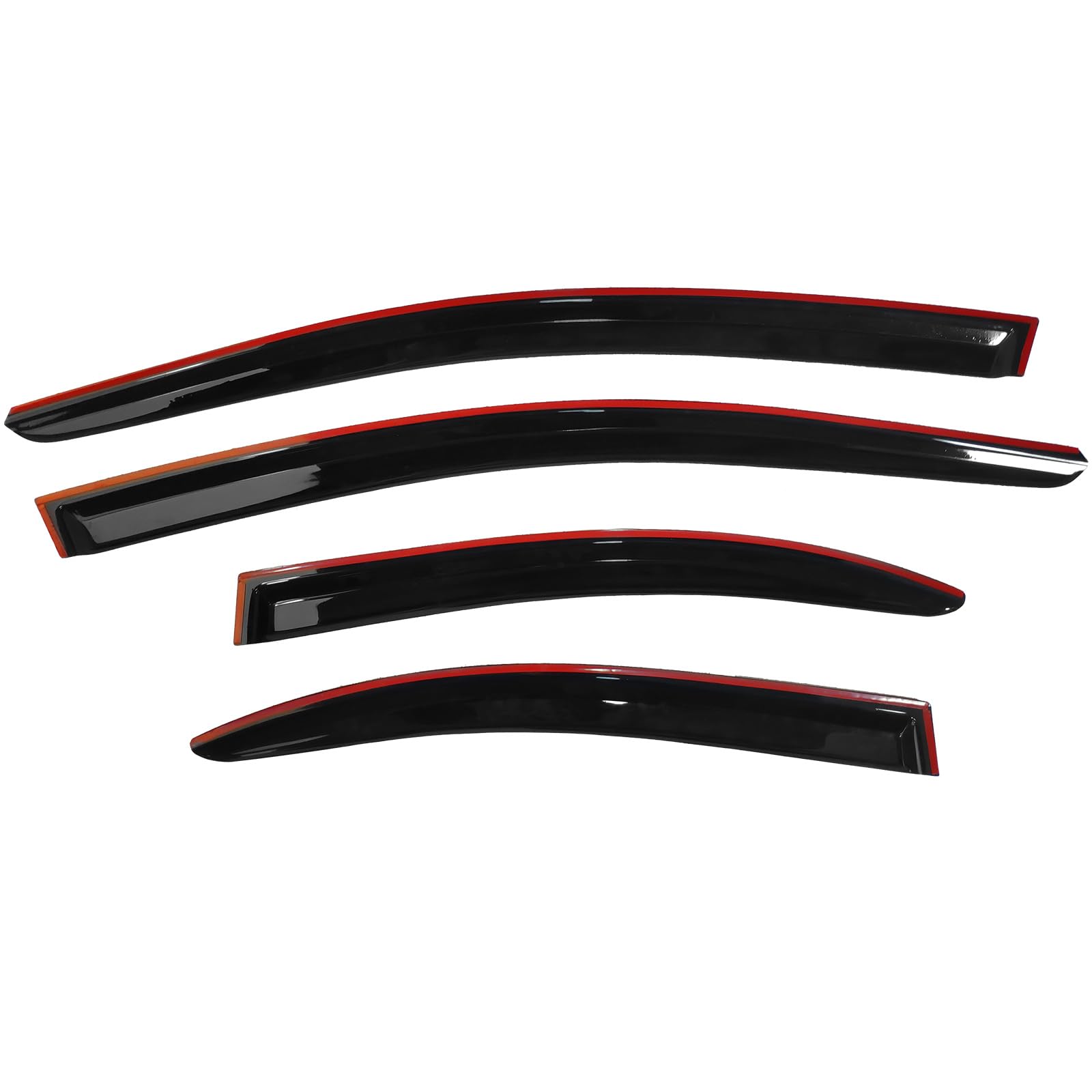 Window Visors Compatible with 2008-2017 Mitsubishi Lancer, Wind Deflector Rain Sun Guard Slim Style Tape On - Smoke Tint by IKON