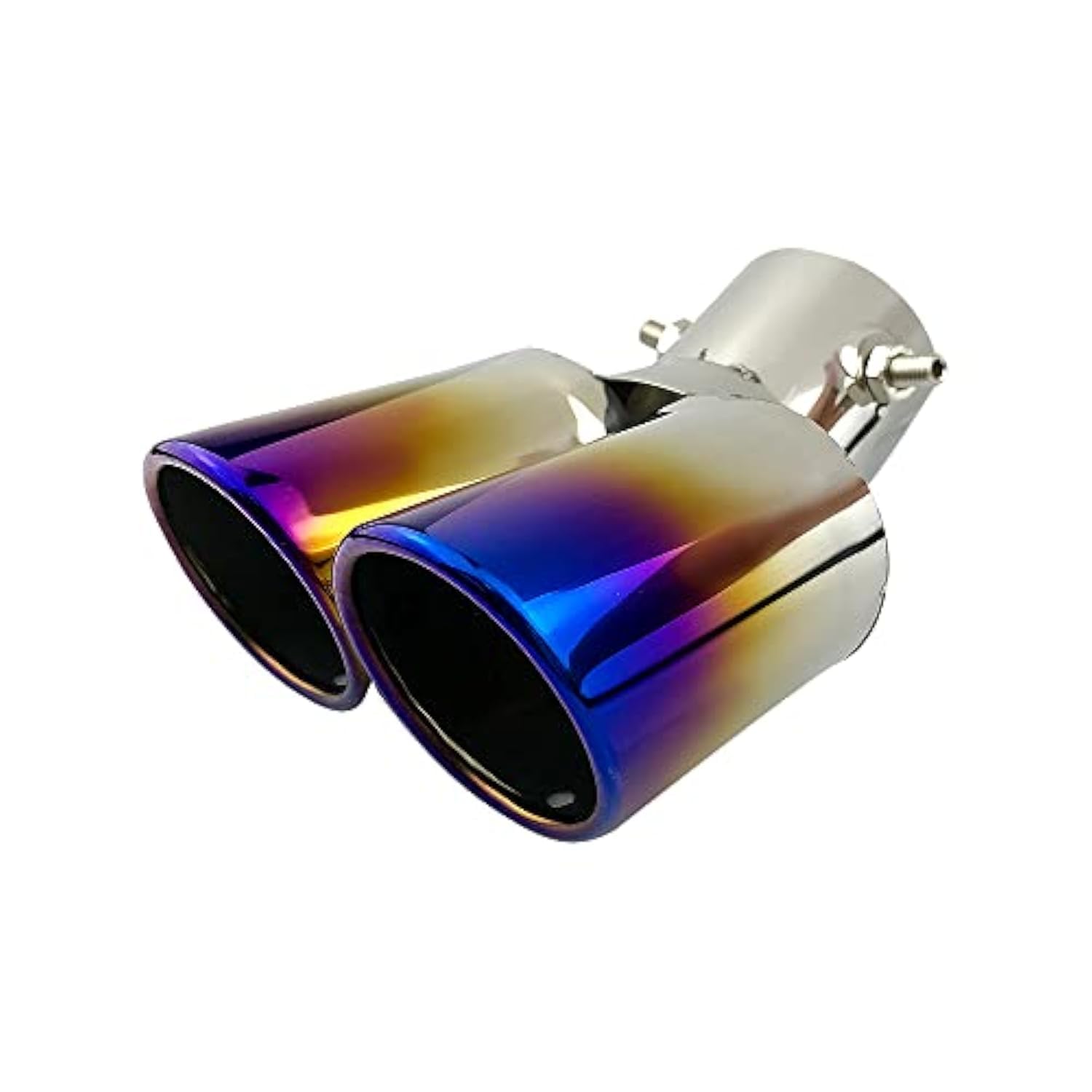 Dual Exhaust Tips, Stainless Steel Double Outlet Car Muffler Tail Tip Exhaust Curved Type Tailpipe Tip 63mm/2.5 Inlet Bolt-on Ex