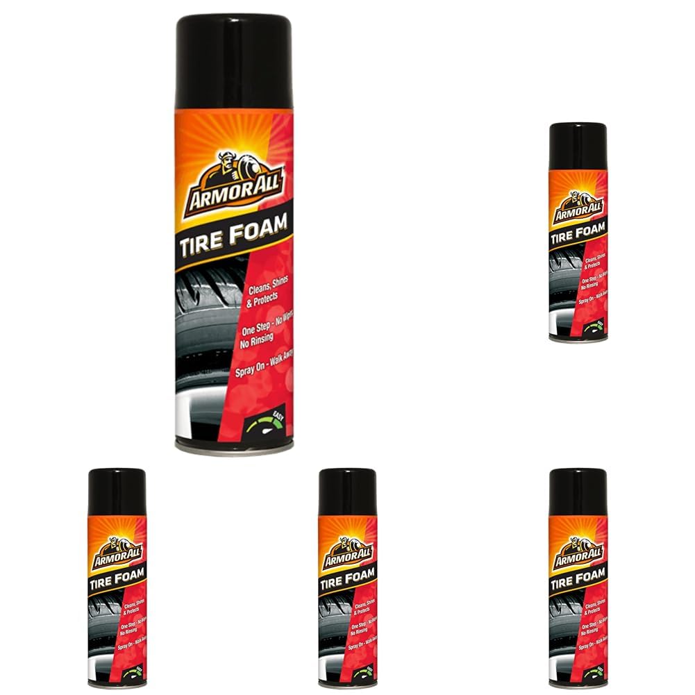 Armor All Tire Foam, Tire Cleaner Spray For Cars, Trucks, Motorcycles, 20 Oz Each, 1.25 Pound (Pack Of 5)