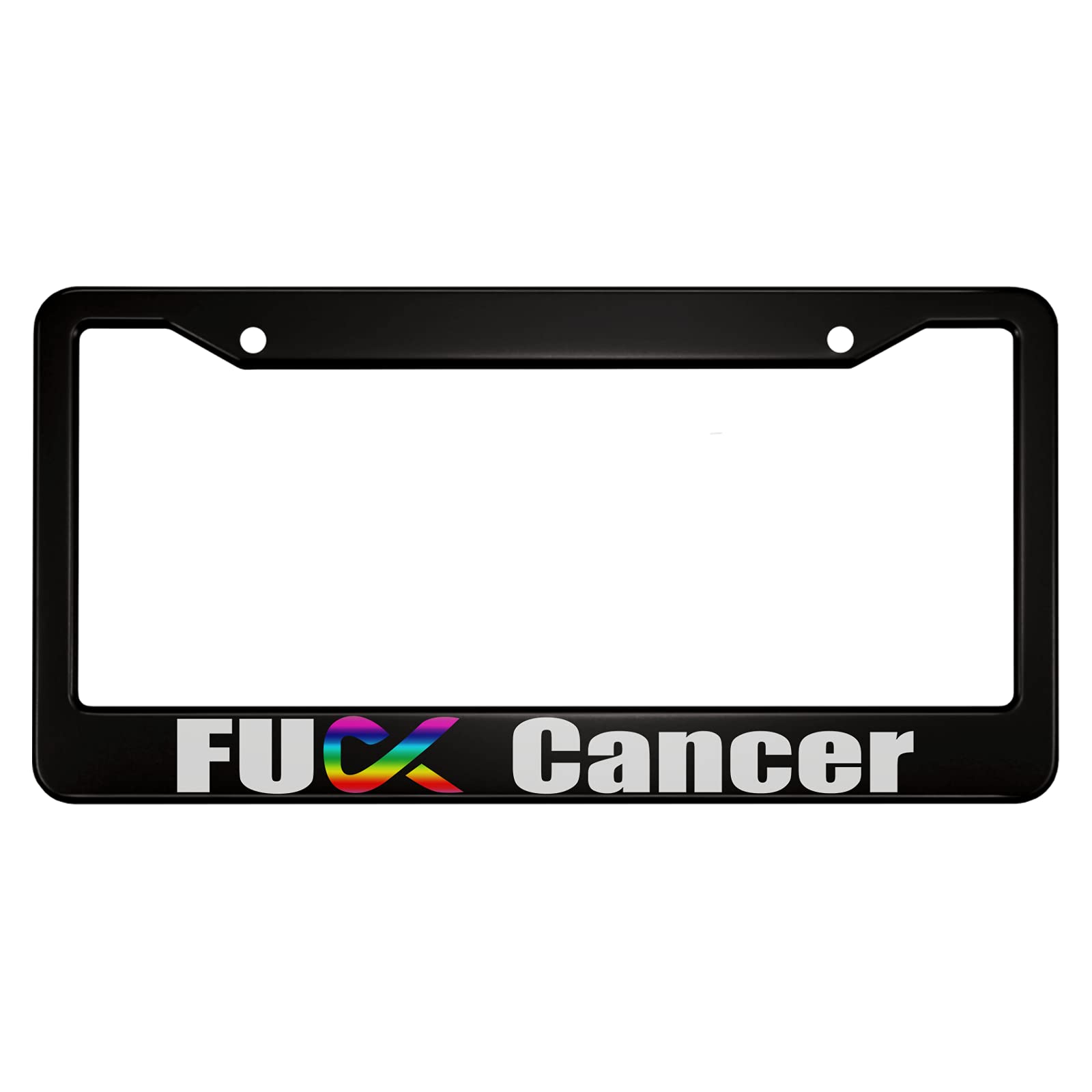 Ofloral Fuck Cancer Aluminum Alloy License Plate Frame Rainbow Ribbon Homosexual Love Applicable To Us Standard Car Metal Car Ta