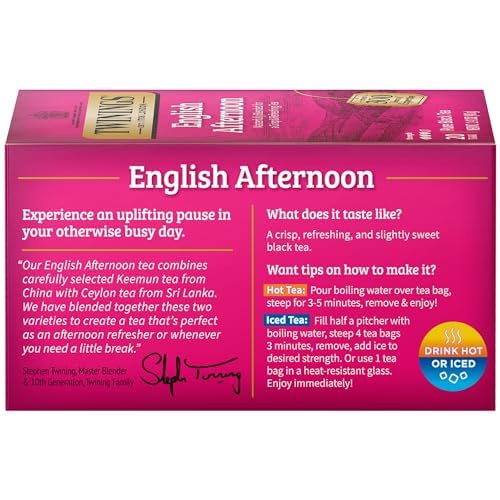 Twinings English Afternoon Individually Wrapped Tea Bags, 20 Count (Pack Of 6), Smooth & Slightly Sweet, Caffeinated, Enjoy Hot
