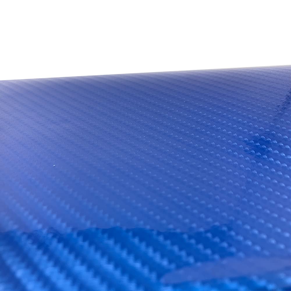 Rockrose 7D Super Glossy 7D Blue Carbon Fiber Vinyl Wrap, Anti-Wrinkle, Air Release Automotive Bubble Wrap, Self Adhesive Car Vi