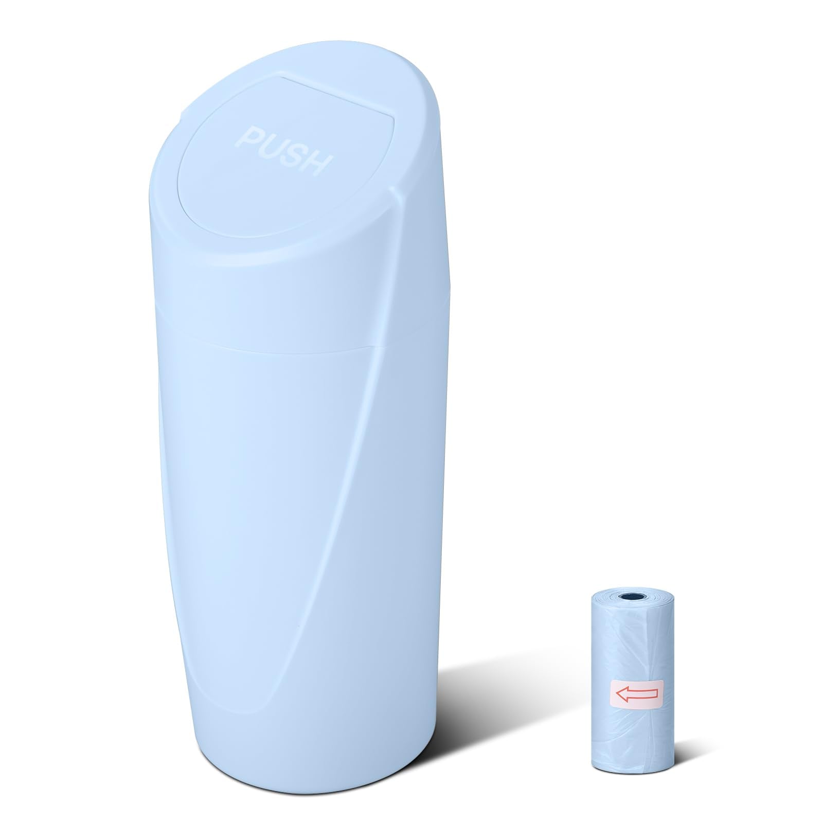 Car Trash Can Bin With Lid - Car Garbage Can Cup Holder - Light Blue Mini Leakproof Vehicle Trash Garbage Can Bin With 20Pcs Tra