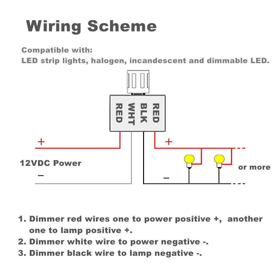 Acegoo DC 12V Light Dimmer, 12 Volt Rotary Dimming Switch for RV Boat Truck LED Lighting, Halogen, Incandescent, Strip Lights, R