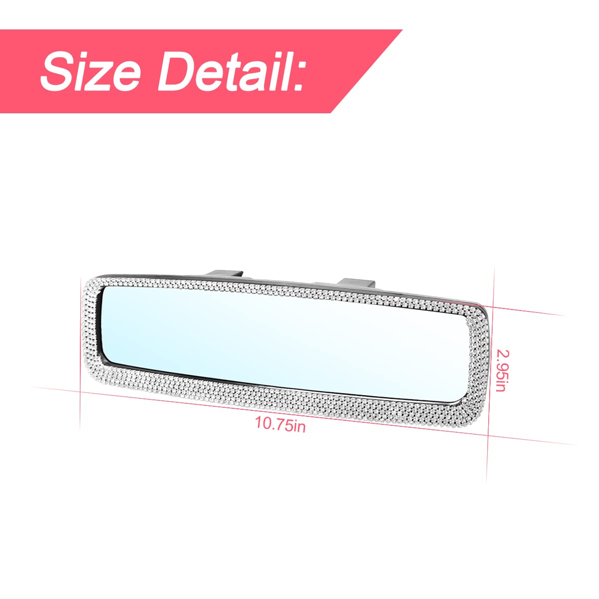 Blau Grun Bling Car Rear View Mirror, Rhinestones Crystal Clip-On Rearview Mirror With Hd Glass, Compatible With Most Cars, Suvs