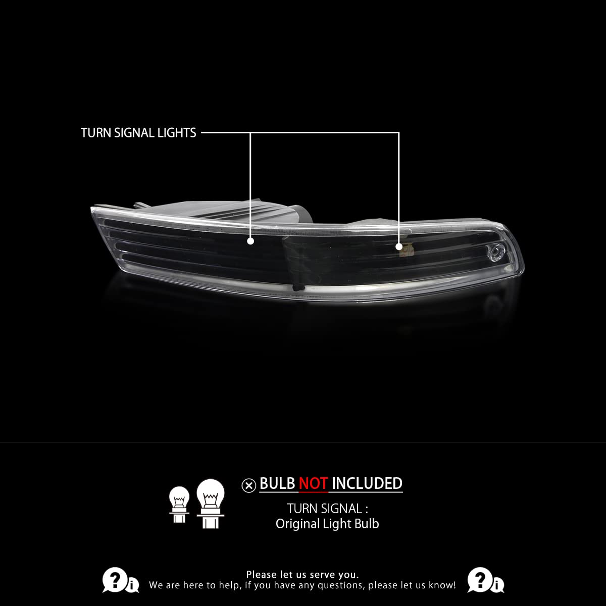 Autozensation Compatible With Acura Integra 1994-1997, Black Housing Clear Lens Bumper Lights, L+R Pair Assembly