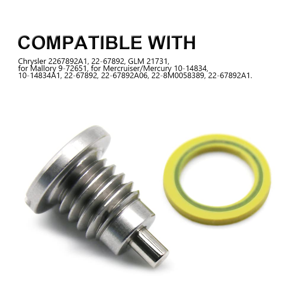 Marine Magnetic Outdrive Gear Case Drain Plug, Screw With Gasket Replace 22-8M0058389, Lower Unit Gear Lube Drain Fill Hole Scre