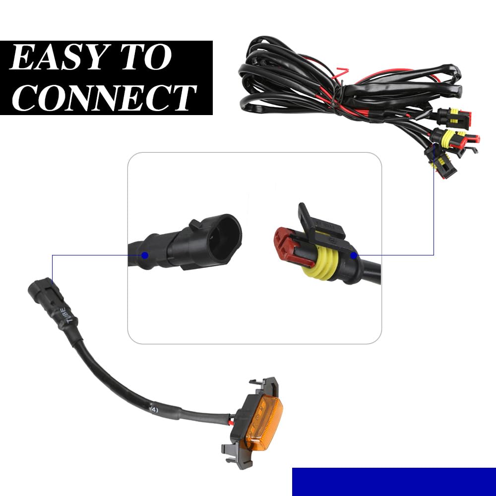 4Pcs Grill Led Lights, Led Amber Grill Lights, Grille Lights Amber Yellow, Grille Front Bumper Hood Mesh Grill Led Light With Ha