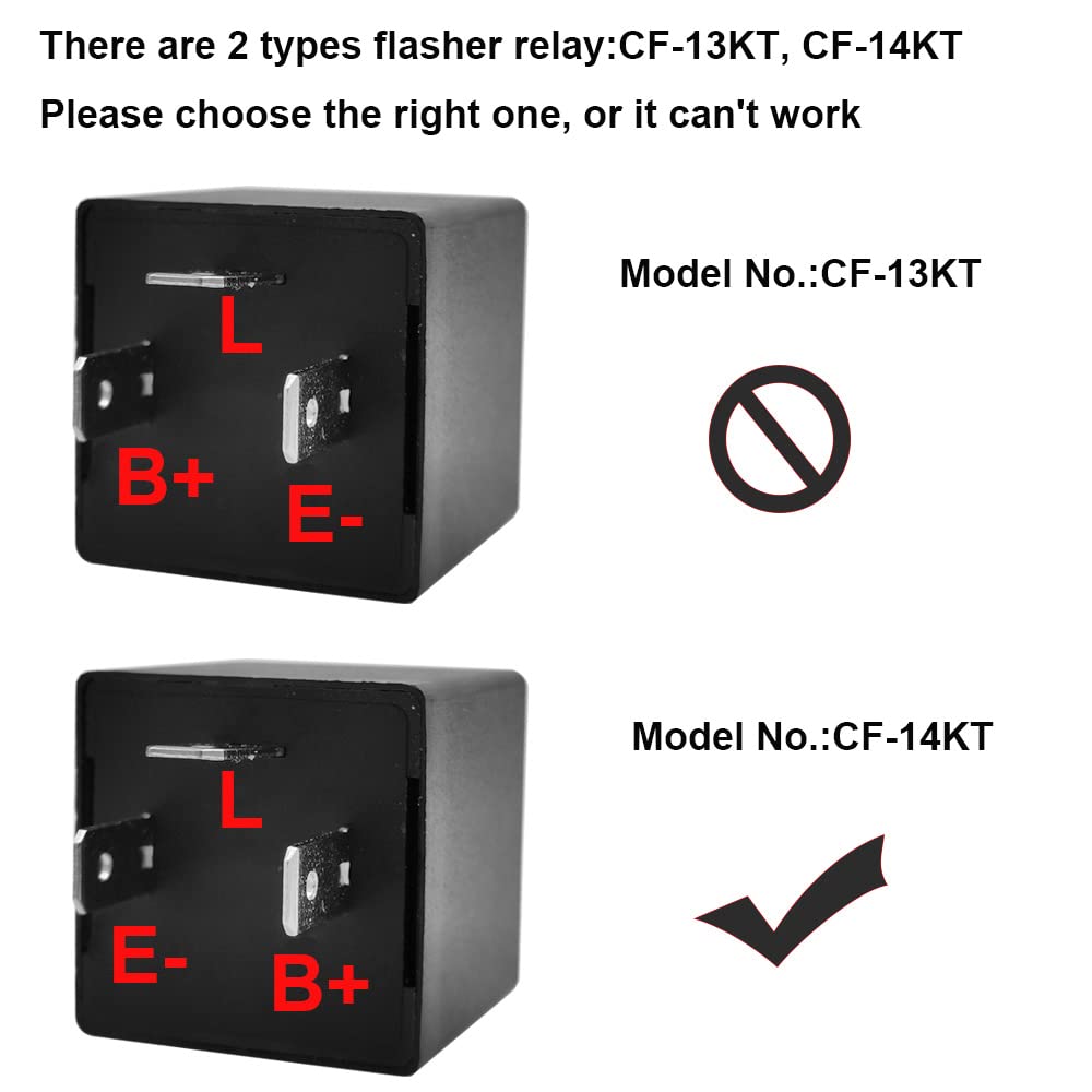Gebildet 2 Pieces 12V 3 Pin Electronic Led Flasher Relay 0.1W-150W C/M Motorcycle Turn Signal Adjustable Flasher Cf-14Kt, Comes