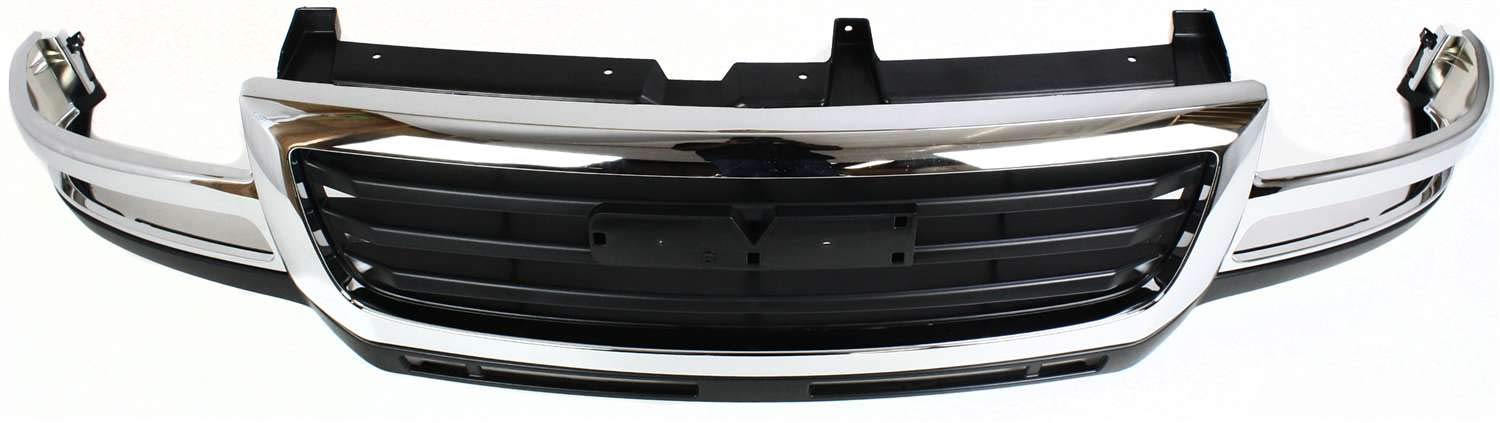 Garage-Pro Front Grille Assembly for 2003-2006 GMC Sierra 2500 HD, Chrome Shell, Black Insert, 19x77x17 inches, Model JCWG070119GP