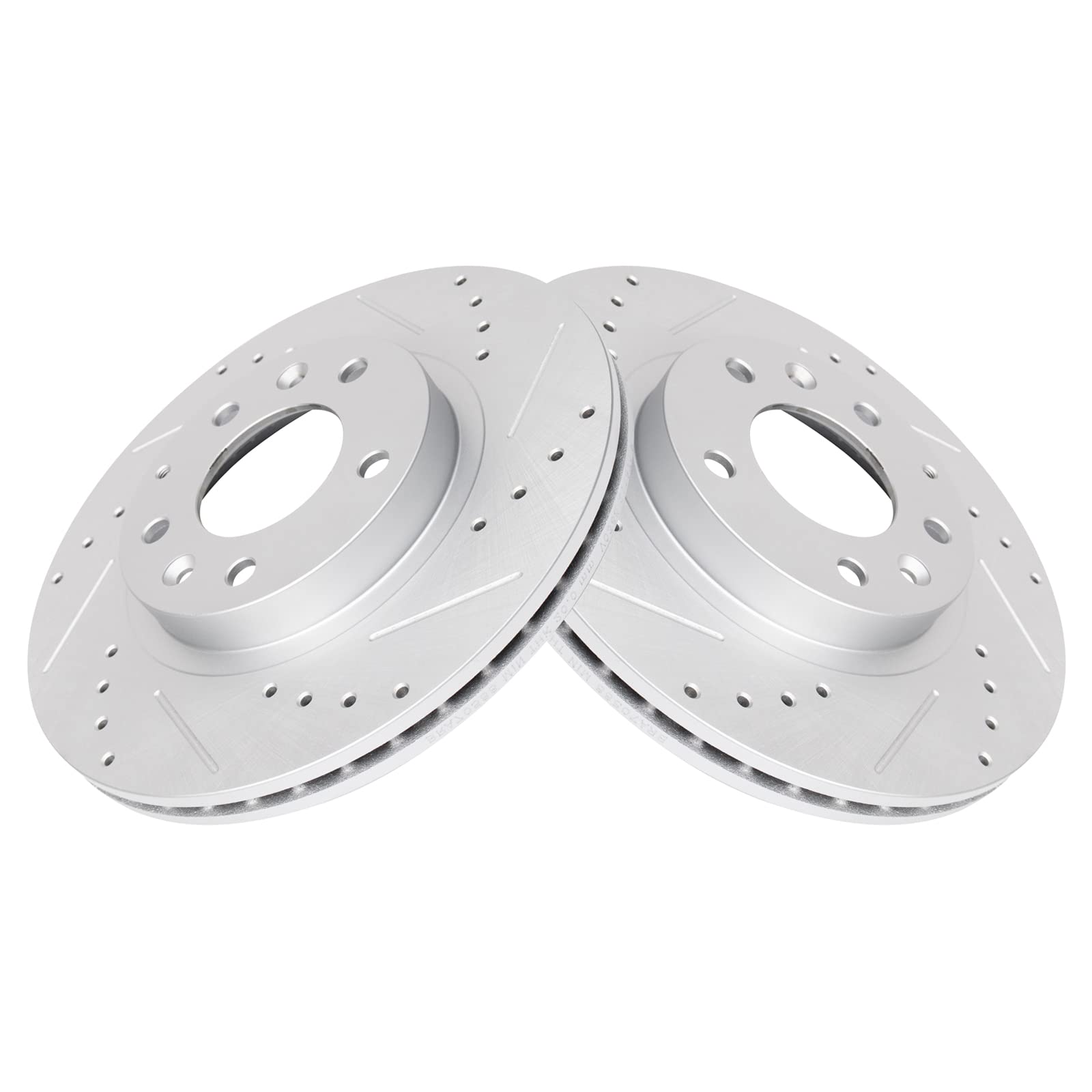 Trq Front Performance Brake Rotors Set Premium G-Coated Cross Drilled & Slotted Compatible With 2006-2015 Mazda Mx-5 Miata