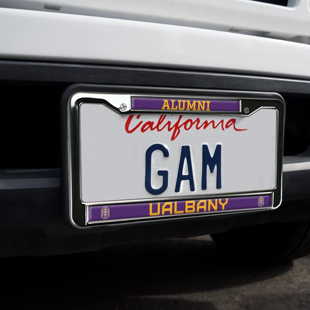 University at Albany Alumni Logo Full Size Standard License Plate Metal Frame