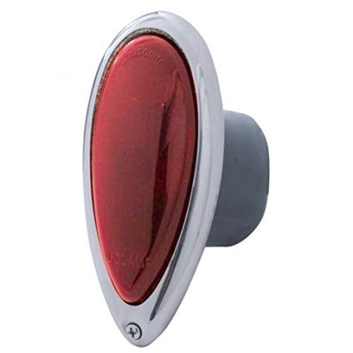 United Pacific A1060 Tail Light W/Stainless Steel Rim For 1938-39 Ford Car, Powder Coated, Pre-Installed 12V 1157 Blub - Red Gla