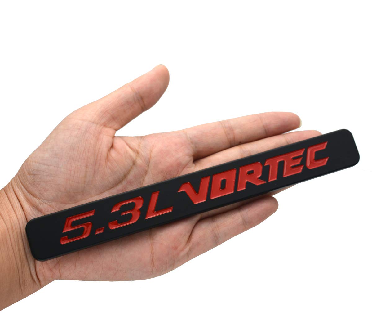 Aimoll 2Pcs 5.3L Vortec Hood Emblems Replacement For Z71 Gmc Engine Badge Silverado Chrome (Black Red)