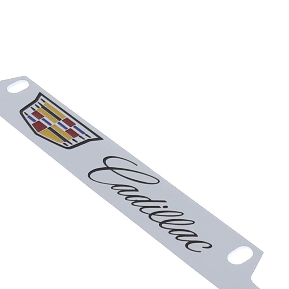 License Frame Inc. Cadillac With Crest Brass License Plate Frame With Chrome Finish (4 Hole)