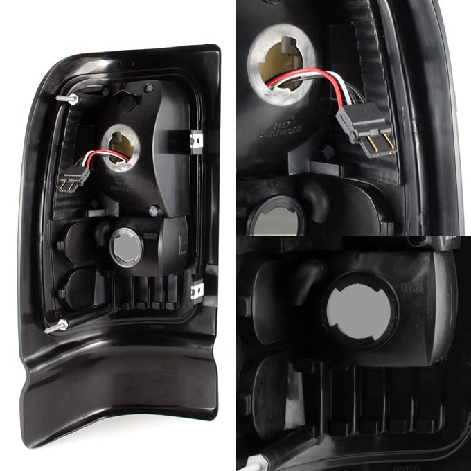 Akkon - For Black Smoked 1994-2001 Dodge Ram 1500 2500 3500 Led Tube Tail Lights Lamp Driver + Passenger Side