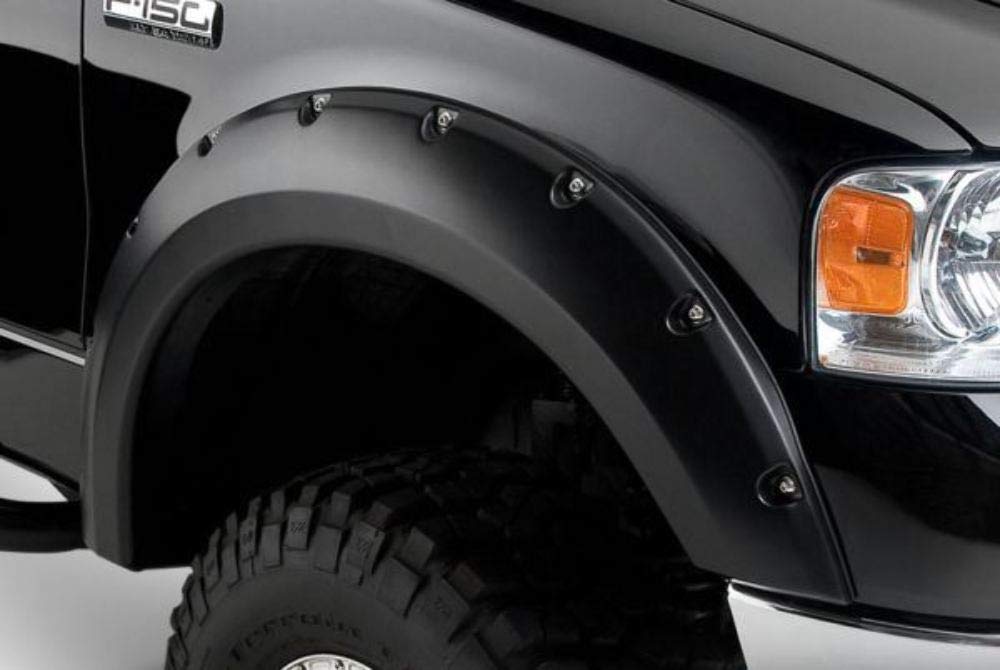 Bushwacker Pocket/Rivet Style Front Fender Flares | 2-Piece Set, Black, Smooth Finish | 20053-02 | Fits 2004-2008 Ford F-150 Sty