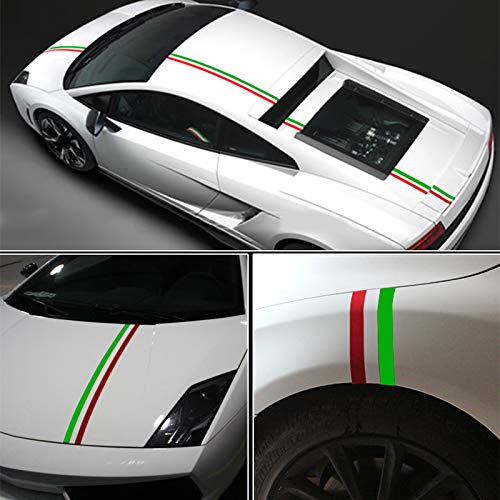 Lzlrun 3Inches X 118Inches Stripes Rally Side Hood Racing Motorsport Vinyl Decal Sticker Strip Bumper Engine Cover (Italian Flag Stripe Decal Sticker)