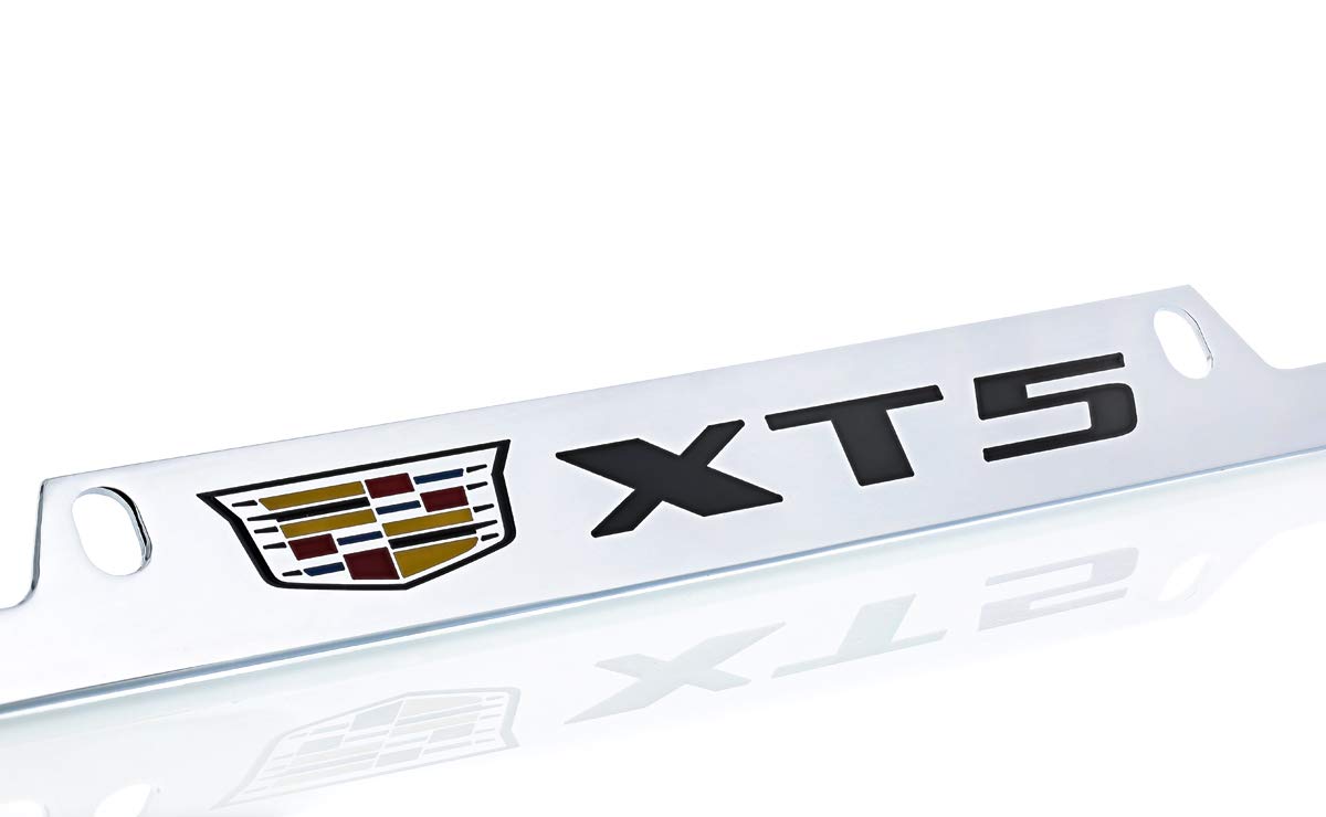License Frame Inc. Cadillac Xt5 Brass License Plate Frame With Chrome Finish (4 Hole)