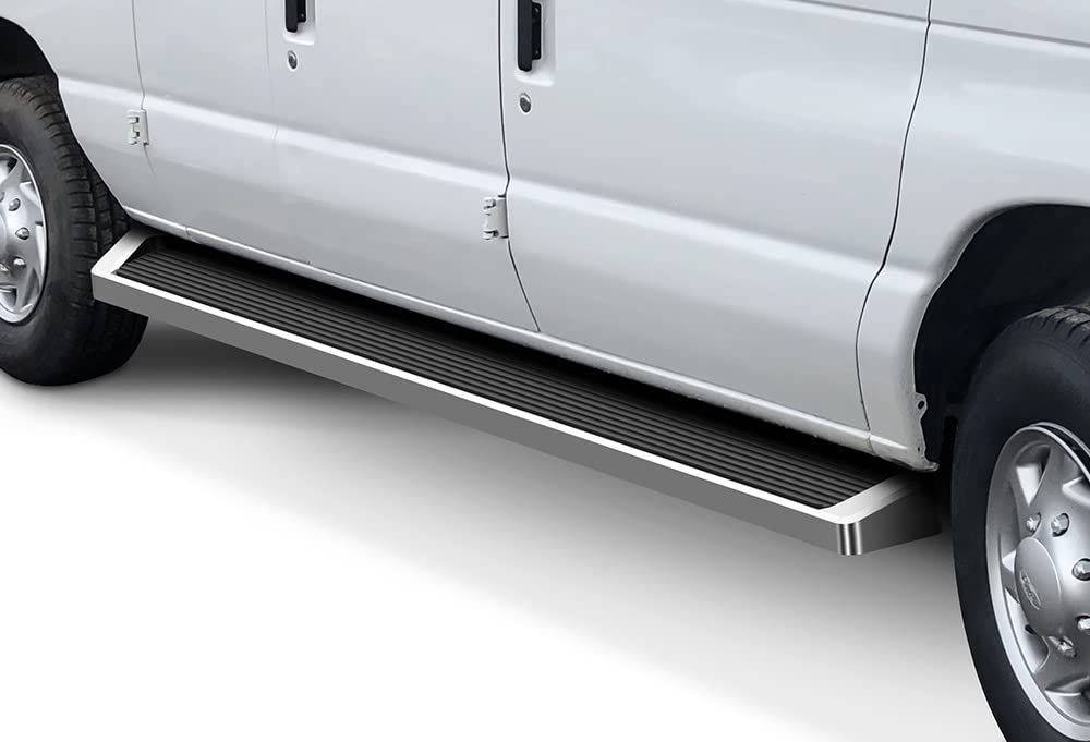 APS Running Boards (Nerf Bars Side Steps Step Bars) Compatible with Ford Econoline 1999-2014 Full Size Van 3-Door (Silver Powder