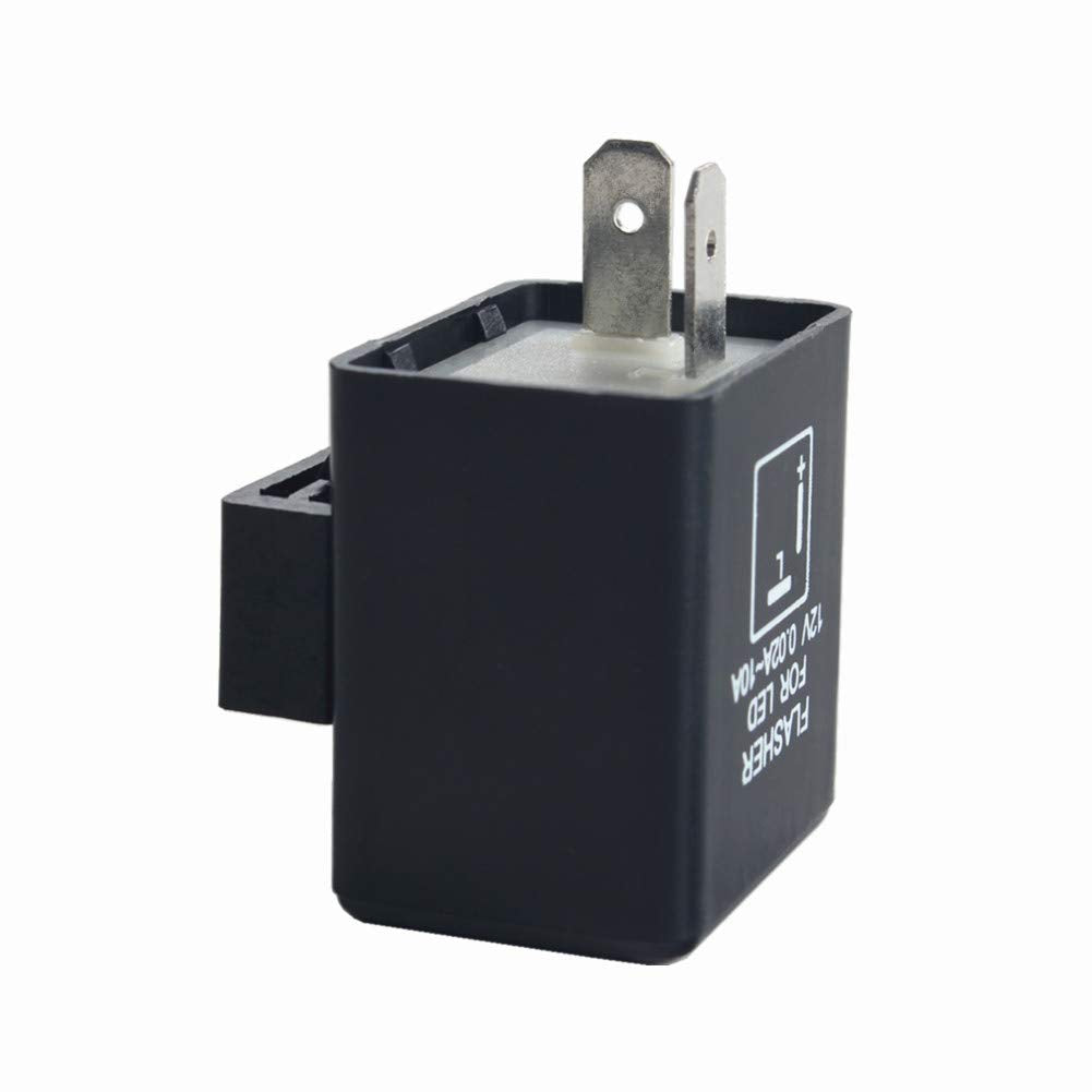Dewhel 12V 0.02A-10A 2-Pin Cf-12 Automatic Electronic Led Flasher Relay Fix For Turn Signal Light Fast Hyper Flash