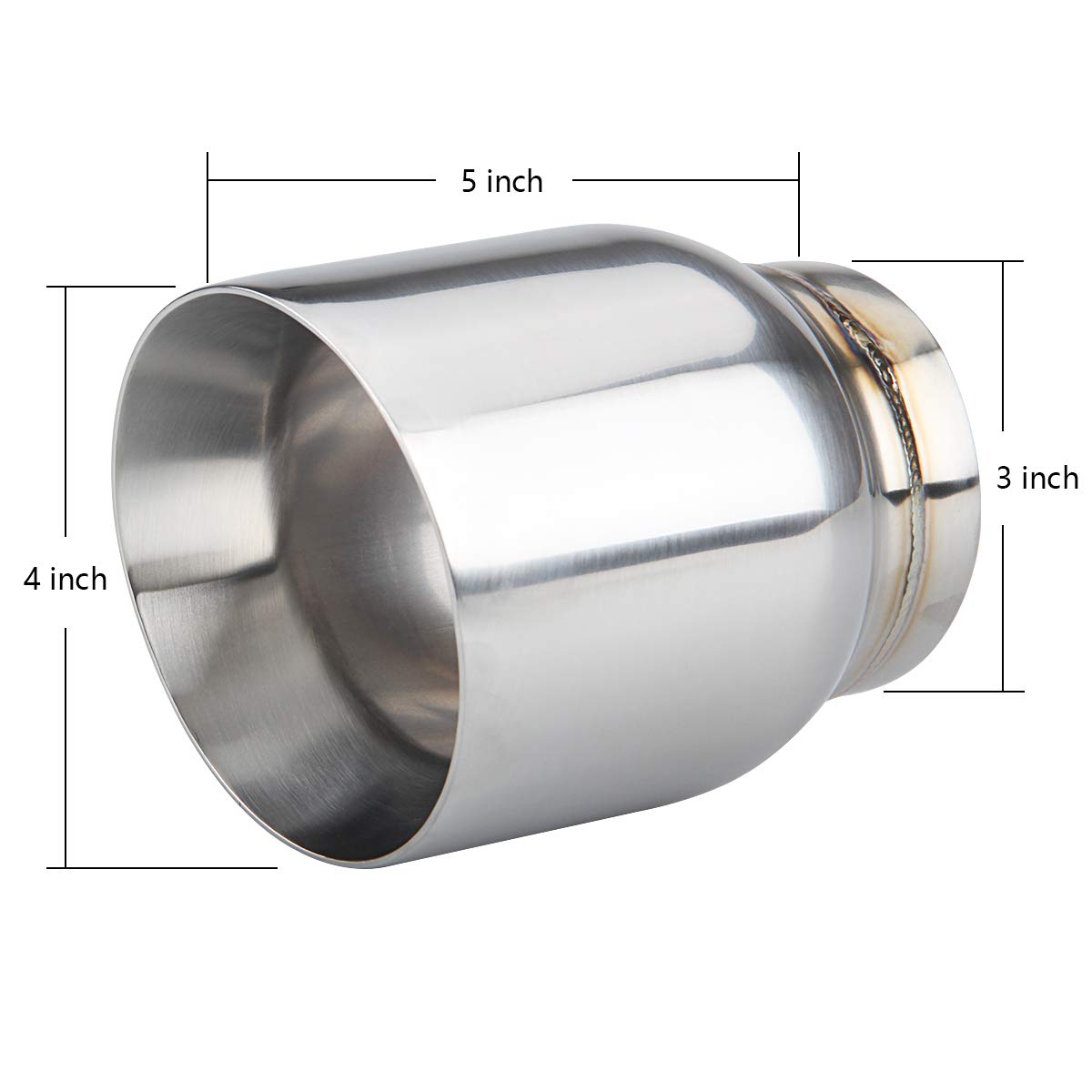 Lcgp 3' Inlet Universal Exhaust Tip, 4' Outlet - 5' Long, Stainless Steel Double Wall Angle Cut