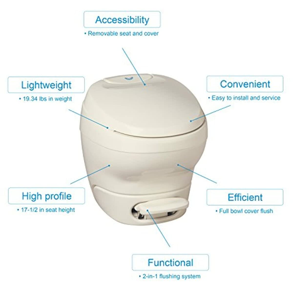 Thetford Aqua-Magic Bravura Rv Toilet / High Profile / Parchment - Thetford 31085