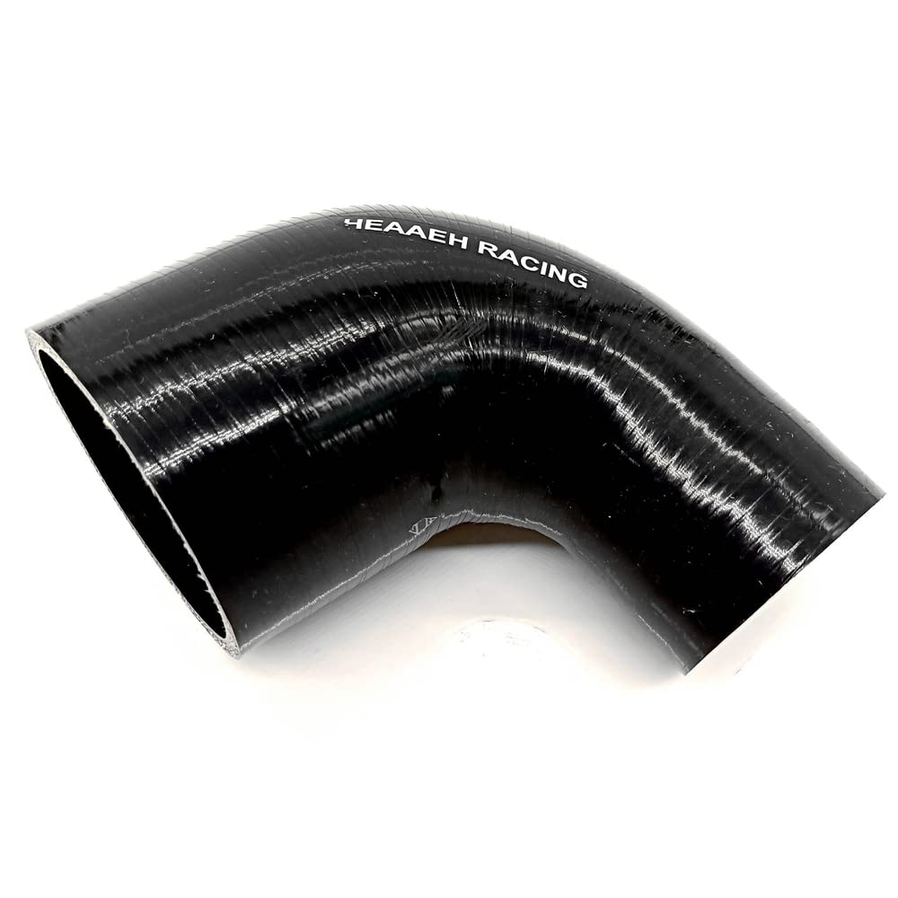 Heaaeh Racing 90 Degree Id 2.0 Inch To 2.5 Inch 4Ply Reducer Silicone Hose Black (51-63Mm)