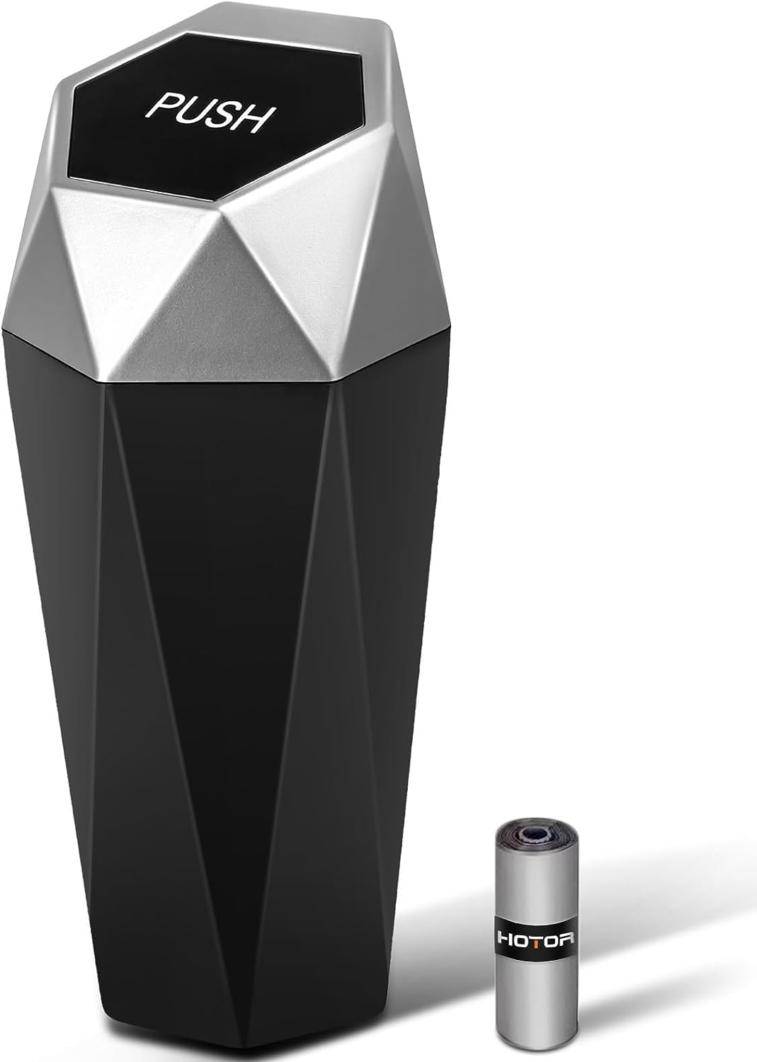 Hotor Car Trash Can With Lid - 1 Pack, Mini Essential Car Accessories For Interior, Leakproof Car Garbage Can With 16 Attached T