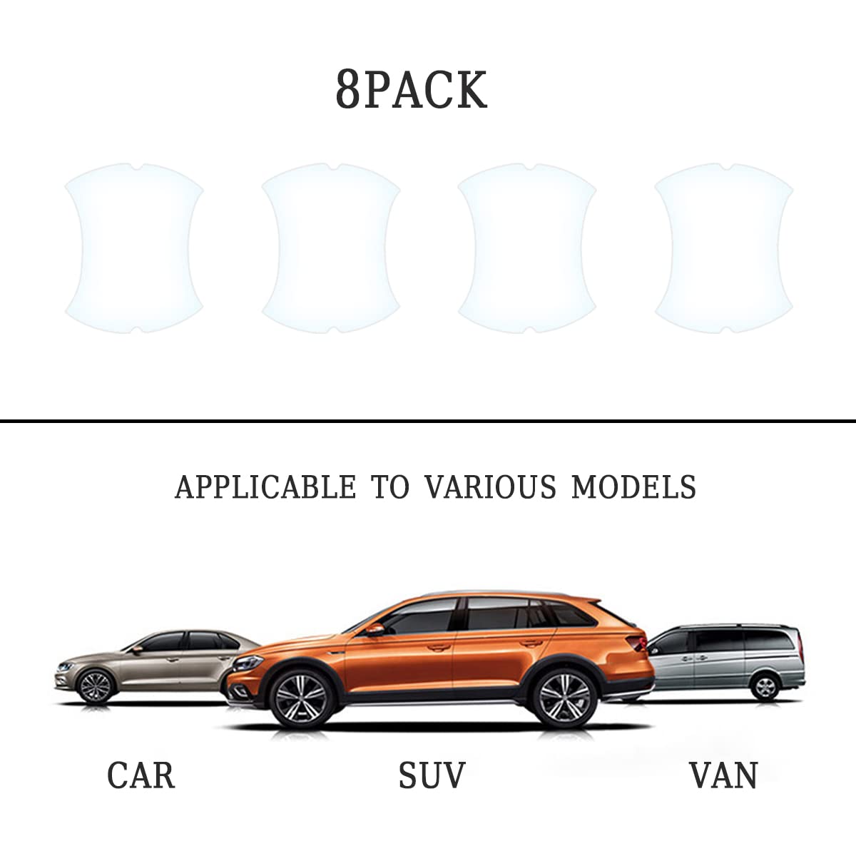 Carbon Fiber Car Door Protector - 8PCS Anti-Scratch Film, Non-Marking, Self-Adhesive for All Cars (Clear)