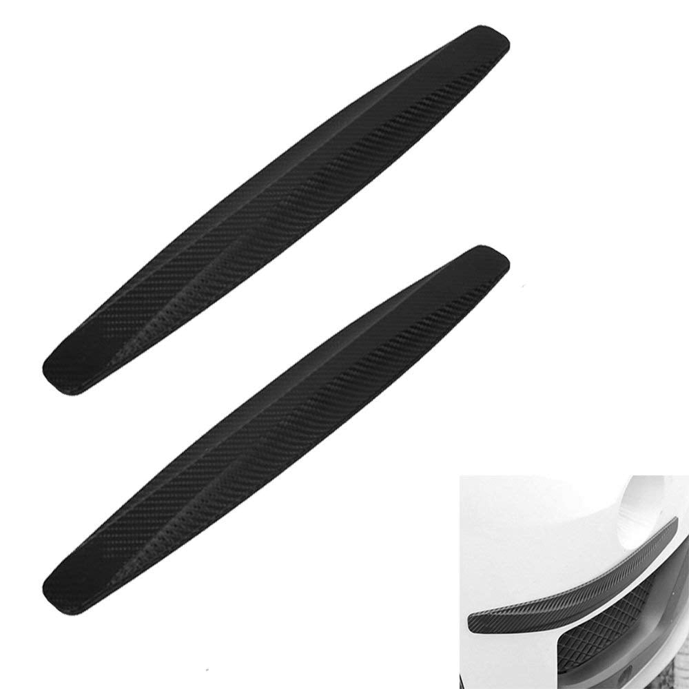 Youngine Universal Car Front Rear Corner Bumper Guard Protector Carbon Fiber Anti-Collision Strip Sticker Anti-Rub Edge Lip (Bla