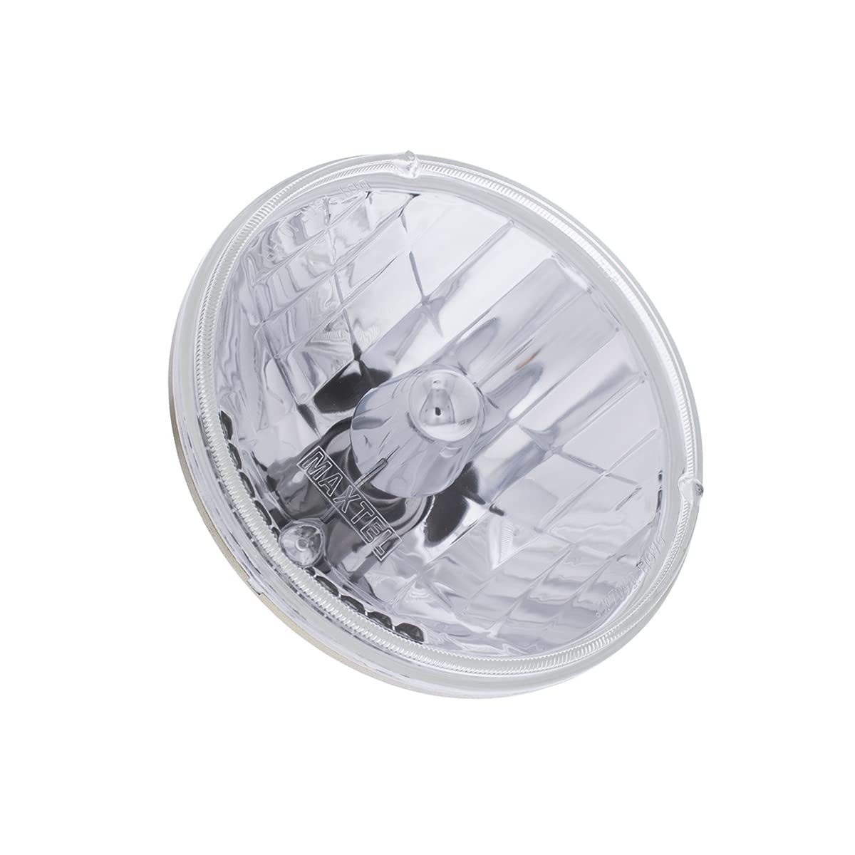 United Pacific 7-inch Halogen Crystal Headlight w/10 Amber LED Position Lights, Multi-Faceted, Anti-Vibration, Aluminum Reflector - One Headlight Unit