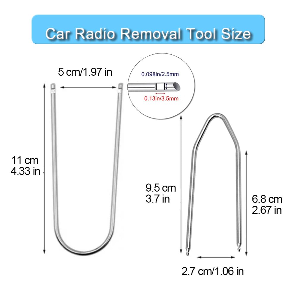 Yienakfun Automotive Car Radio Removal Pry Tool Kit 2 U-Shaped And 2 V-Shaped For Disassembly Of Most Car Cd Audio Frequency Con