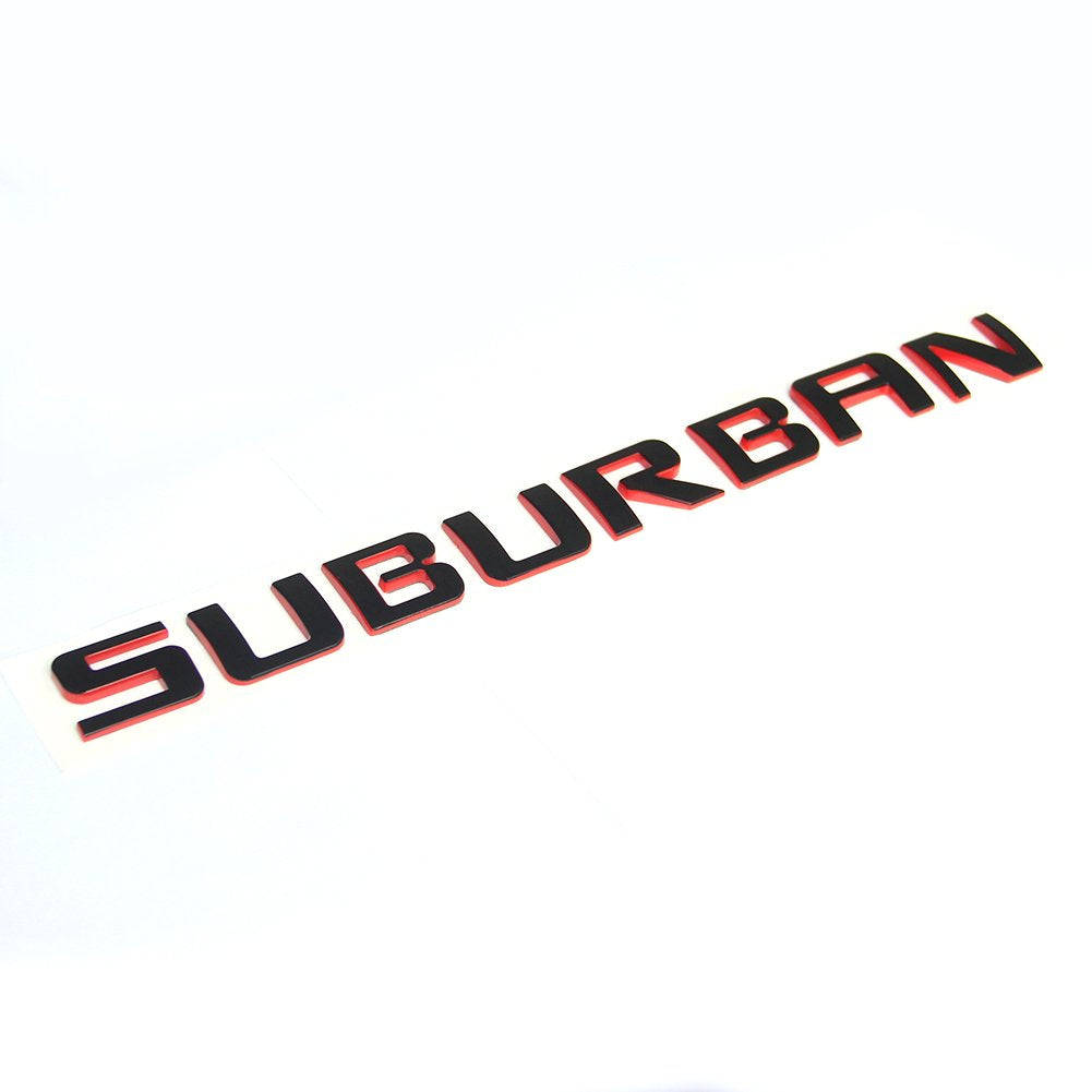 3Pack Oem Suburban Nameplates Emblems Abs Letter 3D Badges Compatible With Suburban Glossy Shiny (Redline)