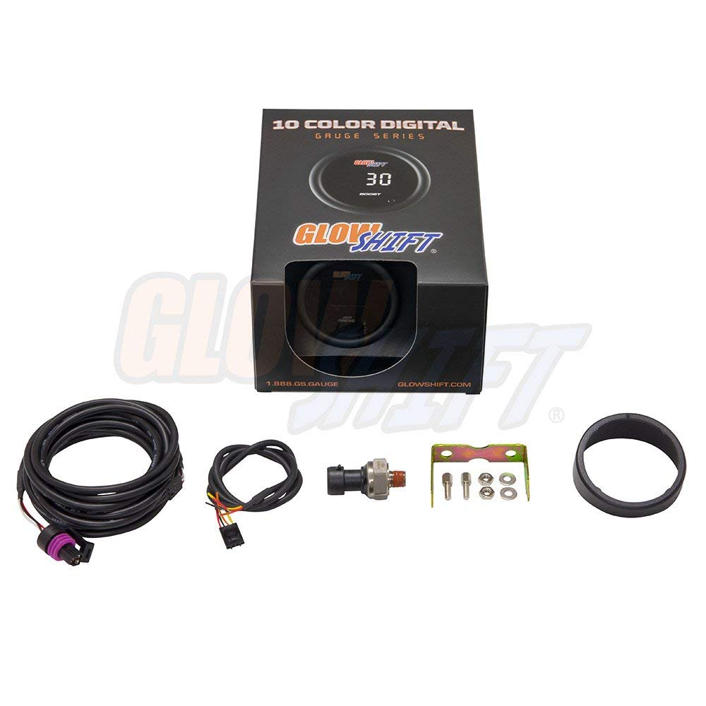Glowshift 10 Color Digital 200 Psi Air Pressure Gauge Kit - Includes Electronic Sensor - Multi-Color Led Display - Tinted Lens -