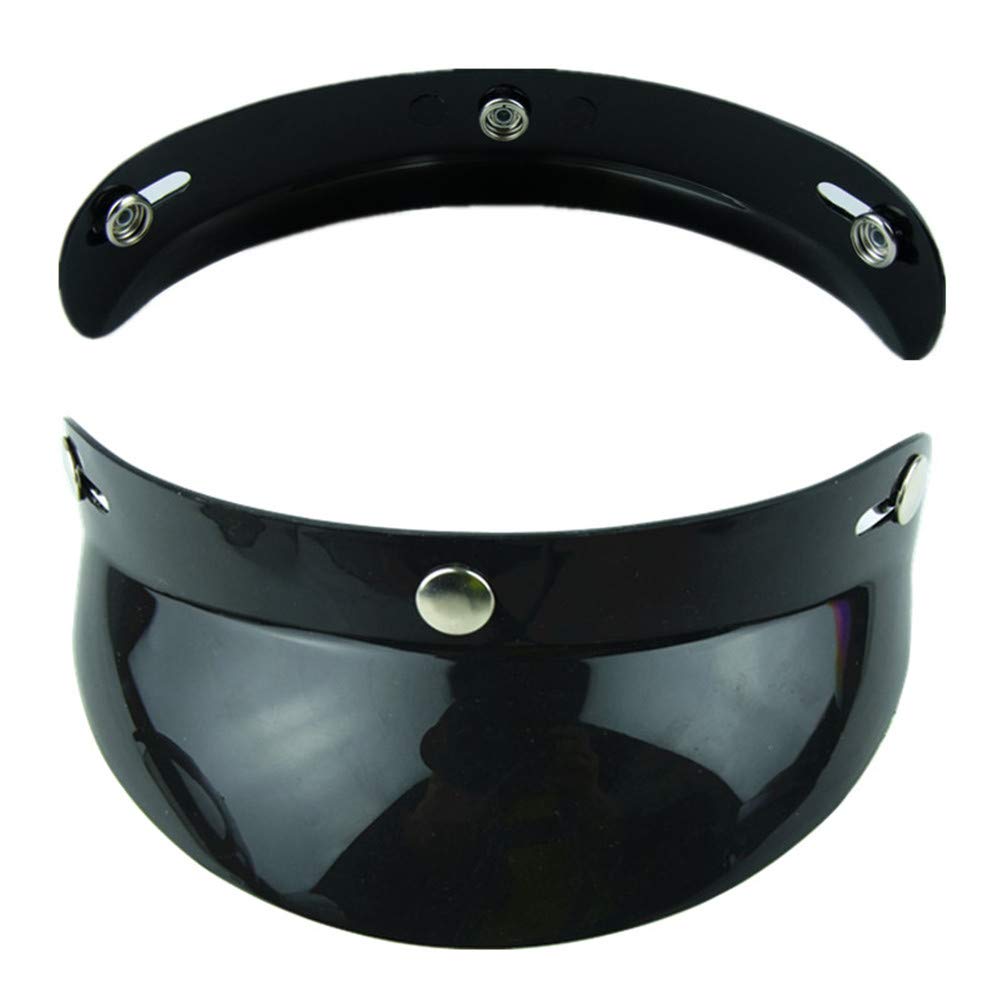 Vcoros Helmet Peak Shield Open Face Retro Motorcycle Helmet Sun Shade Protector Black Shield(Black