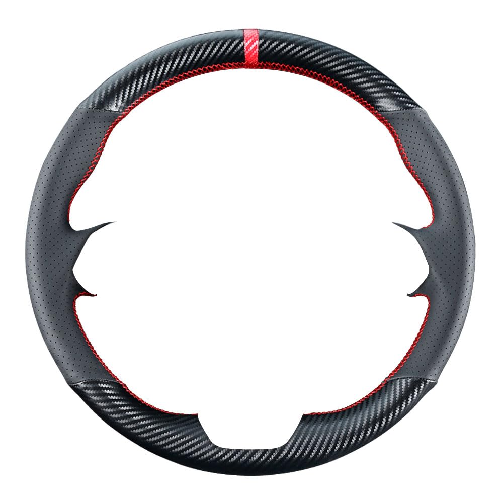 Carkooler Diy Steering Wheel Cover Custom Fit For 2017 2018 Mazda 3 / 2017-2020 Mazda Cx-5 Mazda 6 / 2016-2020 Cx-9 / 2018 2019 2020 Cx-3 15 Inches Black Leather Carbon Fiber Interior Accessories