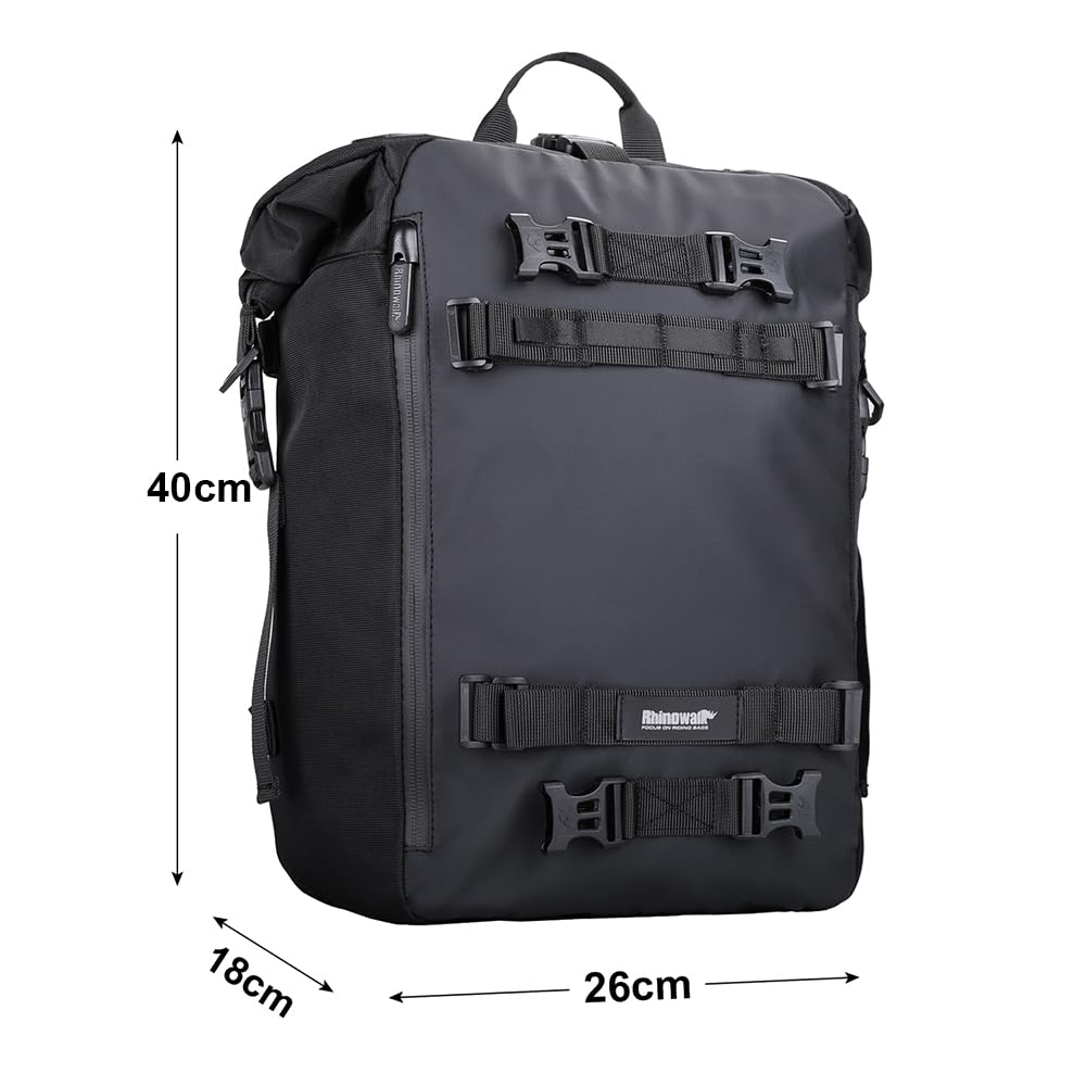 Rhinowalk Motorcycle Tail Bag 20L Motor Travel Luggage Waterproof Motorbike Rear Rack Trunk Storage Bag - Black