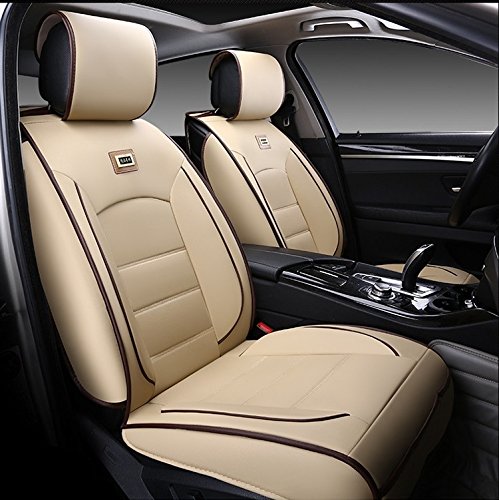 3D FRONTLINE Accessible Series PU Leather Car Seat Cover Compatible with VirtusBeige