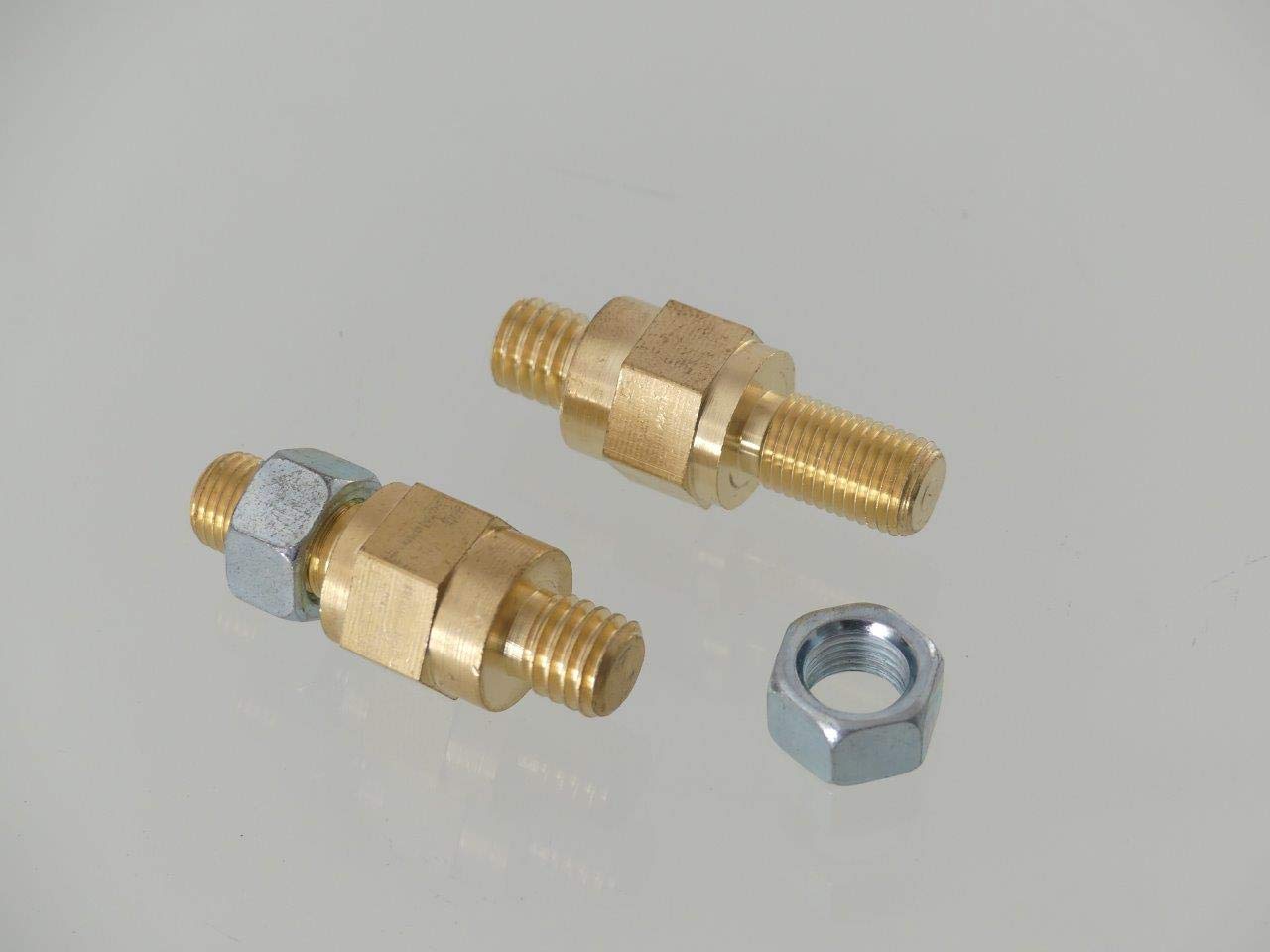 Tech Team #00800 Brass Side Post Battery Terminals, Solid Brass, 3/8-16 Thread, Long Stud, 6 Pack