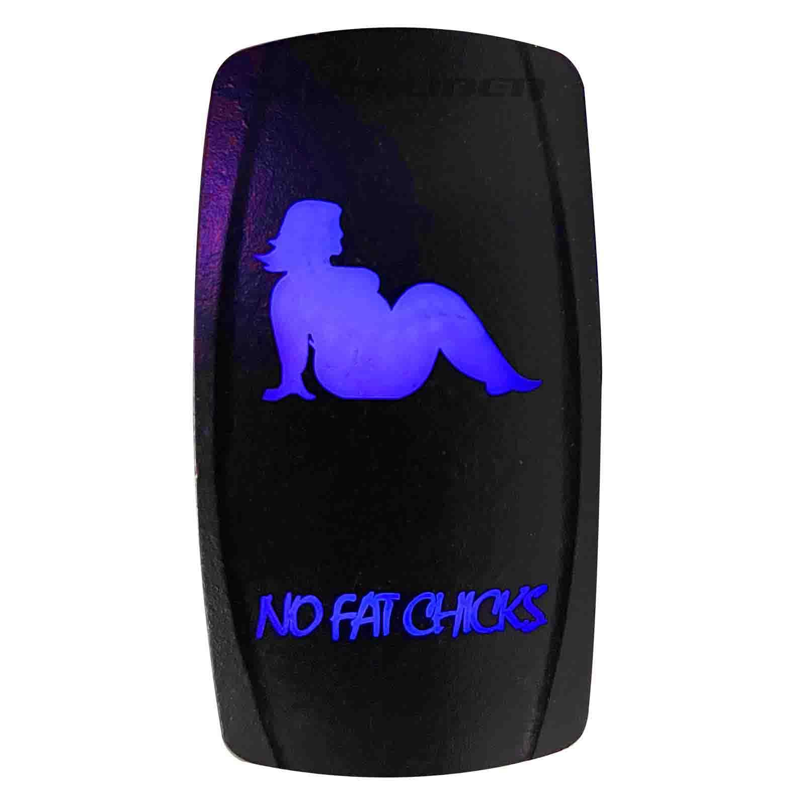 50 Caliber Racing Rocker Switch On/Off Led Backlit -No Fat Chicks- Utv, Auto, Boat 20A 12V (Blue)