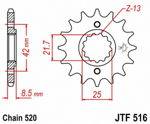 Jt Sprockets Jtf516.13 13T Steel Front Sprocket , Black