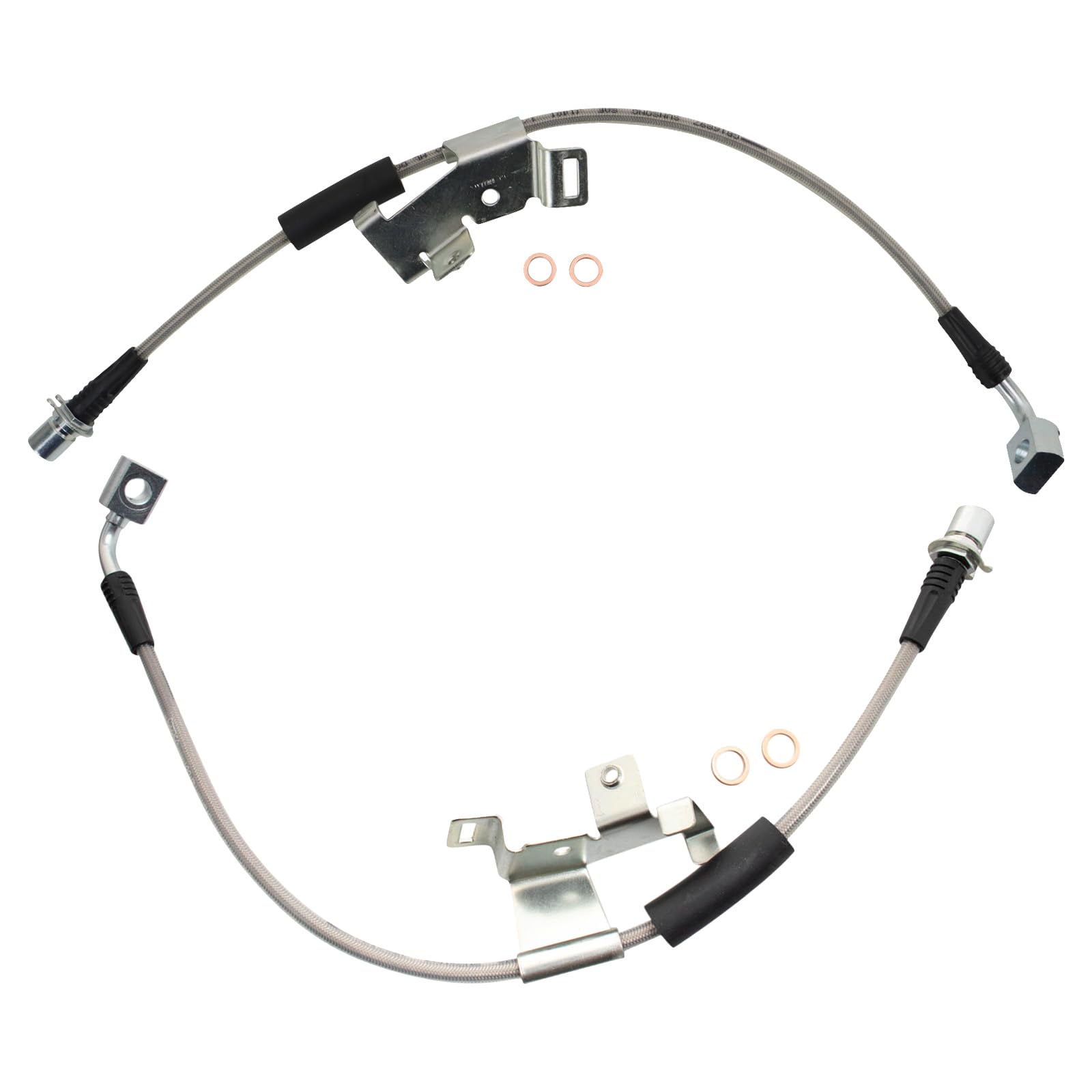 Trq Stainless Steel Performance Front Brake Hose Compatible With 2007-2020 Cadillac 2007-2020 Chevrolet 2007-2020 Gmc, Silver