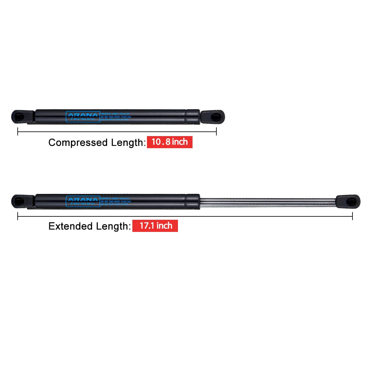 Arana 17 Inch 28 Lbs Gas Struts C16-02622 17.5Inch Spring Shocks For Truck Cap Topper Camper Shell Window Glass C1602622, 2Pcs Set